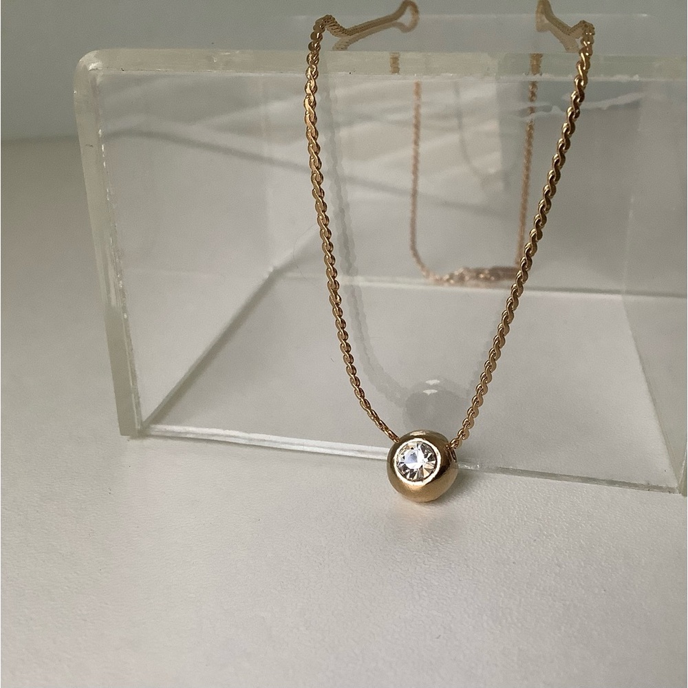 New bezel diamond solitaire necklace vintage